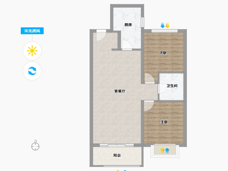 黑龙江省-哈尔滨市-新松·未来ONE-68.80-户型库-采光通风