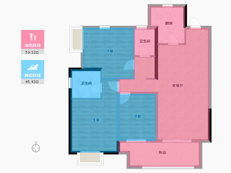 江苏省-常州市-牡丹招商公园学府-93.84-户型库-动静分区