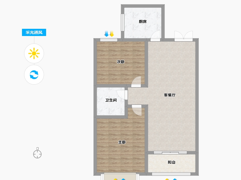 河北省-邯郸市-愉知苑-86.51-户型库-采光通风