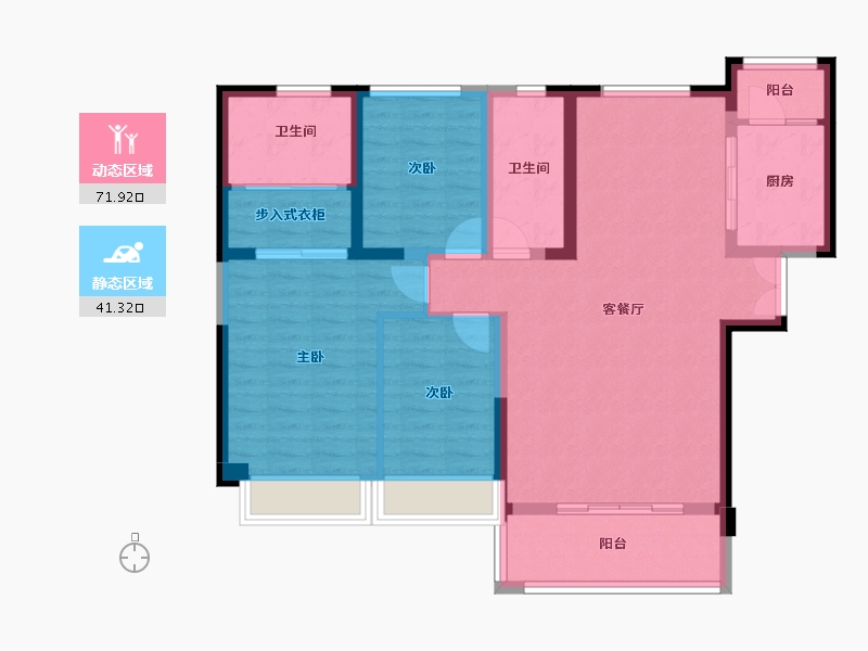 宁夏回族自治区-银川市-颐和香醍湾-101.64-户型库-动静分区