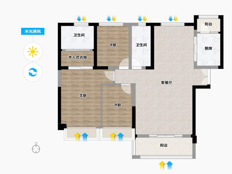 宁夏回族自治区-银川市-颐和香醍湾-101.64-户型库-采光通风