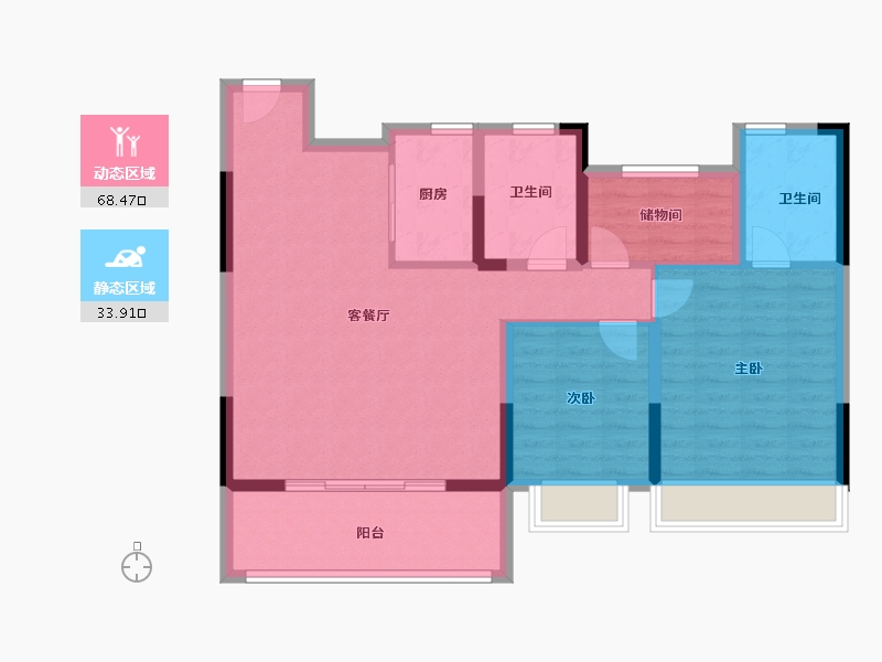 浙江省-宁波市-蓝光&碧桂园悦未来嘉苑-91.96-户型库-动静分区