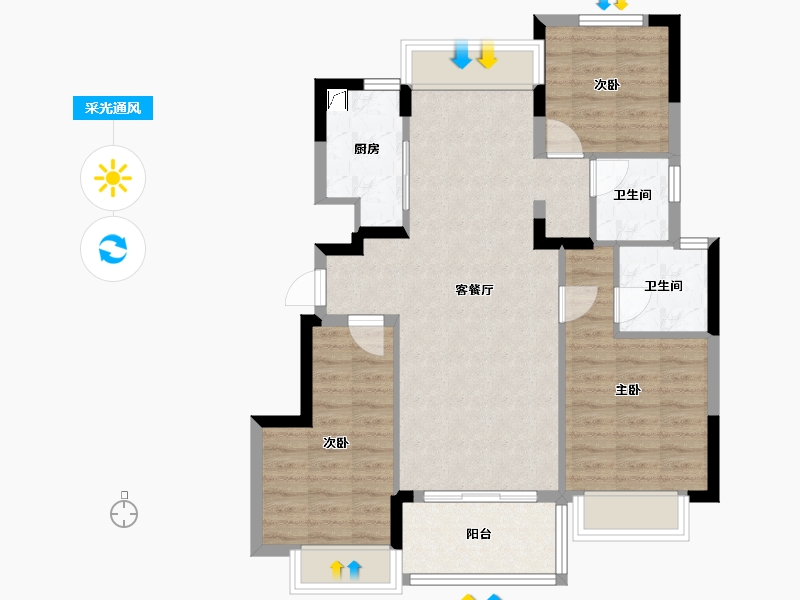 湖北省-武汉市-保利时光印象-80.17-户型库-采光通风