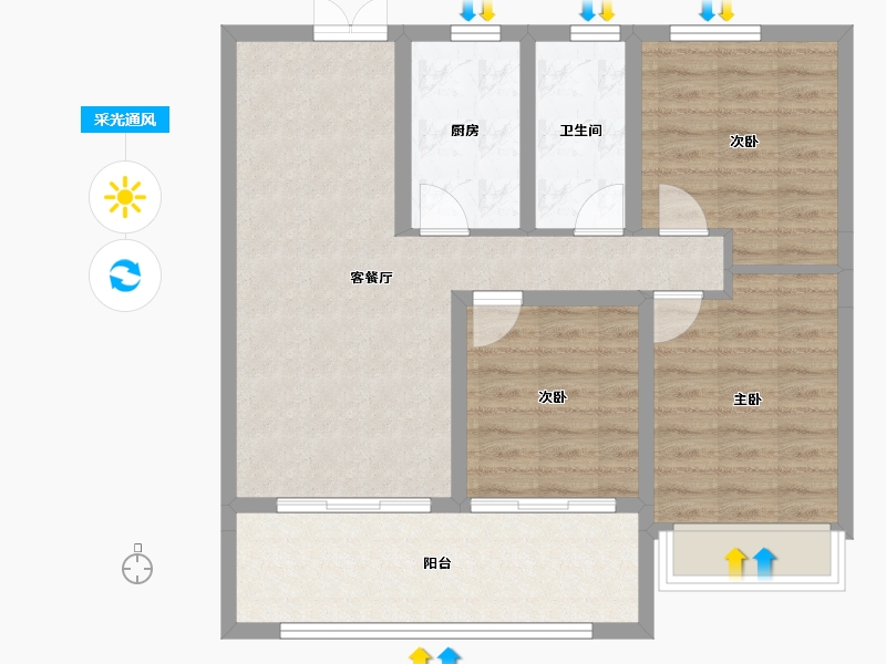 山东省-泰安市-鲁投·铂悦青云-80.13-户型库-采光通风