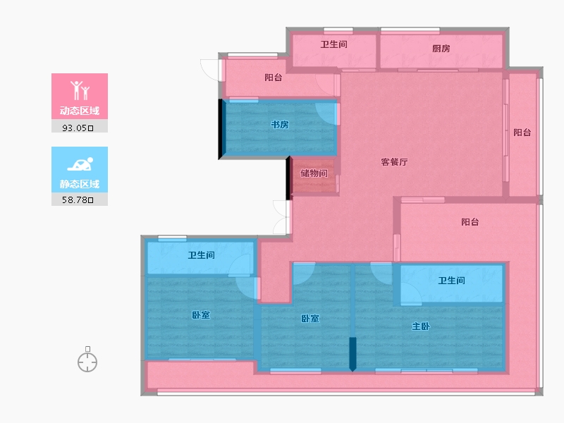 浙江省-杭州市-滨湖天地-135.20-户型库-动静分区