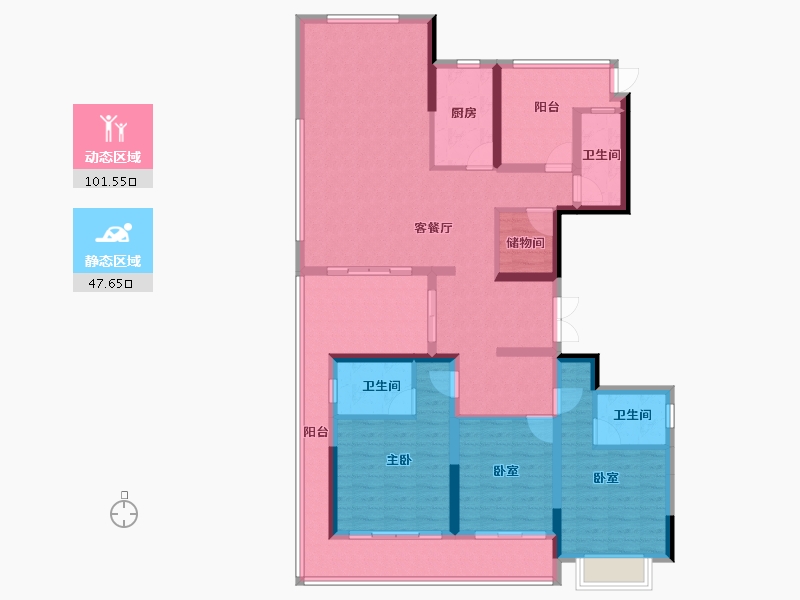 浙江省-杭州市-滨湖天地-132.80-户型库-动静分区