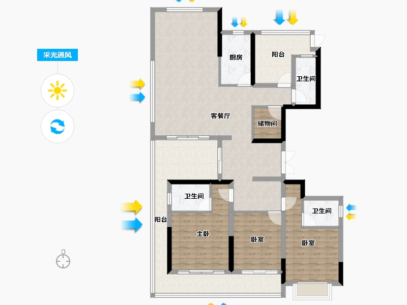 浙江省-杭州市-滨湖天地-132.80-户型库-采光通风