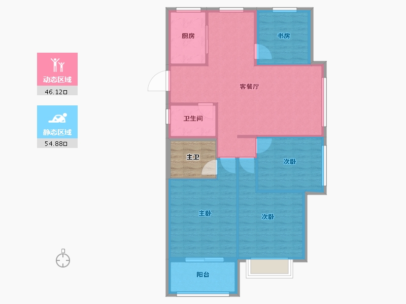 山东省-泰安市-早安新泰.书山境-96.54-户型库-动静分区