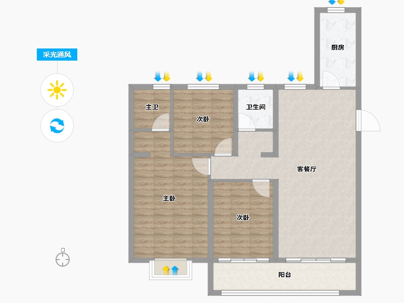 山东省-泰安市-光明智谷-105.60-户型库-采光通风