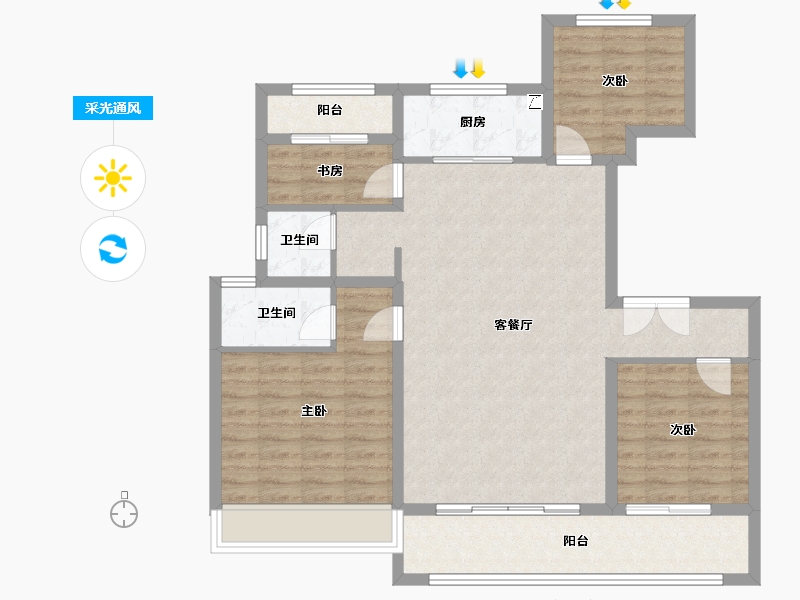 山东省-泰安市-龙城国尊府-100.00-户型库-采光通风