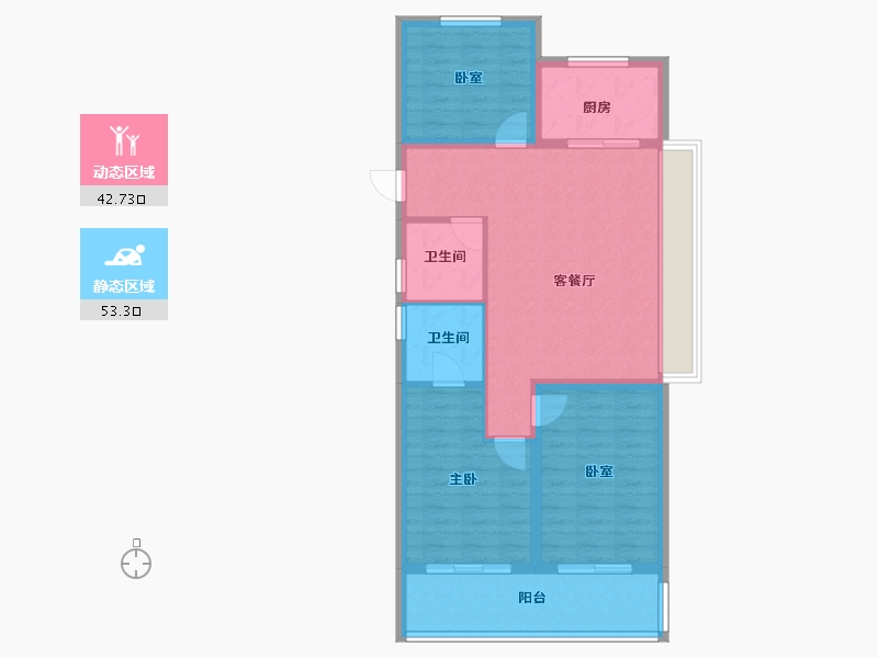 浙江省-杭州市-西房良语云缦-86.40-户型库-动静分区