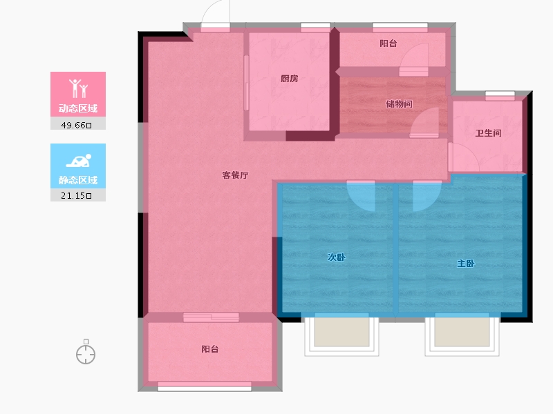 浙江省-宁波市-荣安·秋和月明-62.40-户型库-动静分区