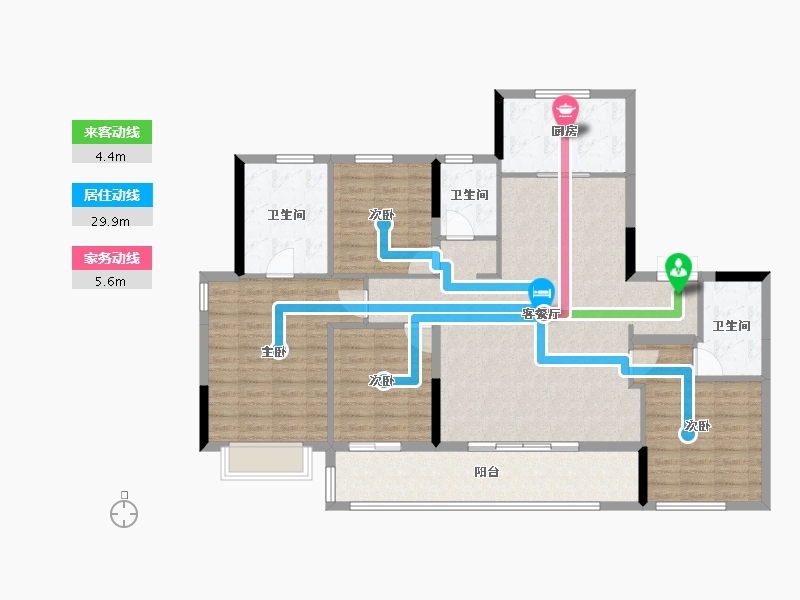 浙江省-宁波市-蓝城·兰香园-130.20-户型库-动静线