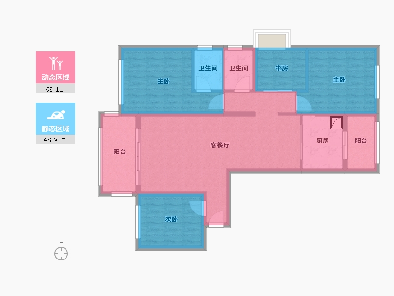 福建省-泉州市-畔山云海2期-105.73-户型库-动静分区