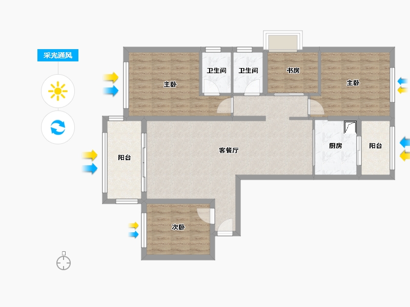 福建省-泉州市-畔山云海2期-105.73-户型库-采光通风