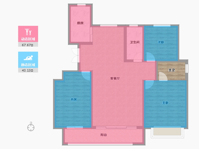 山东省-泰安市-鲁投·铂悦青云-104.18-户型库-动静分区