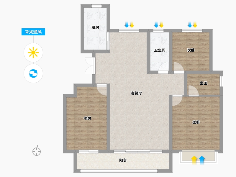 山东省-泰安市-鲁投·铂悦青云-104.18-户型库-采光通风