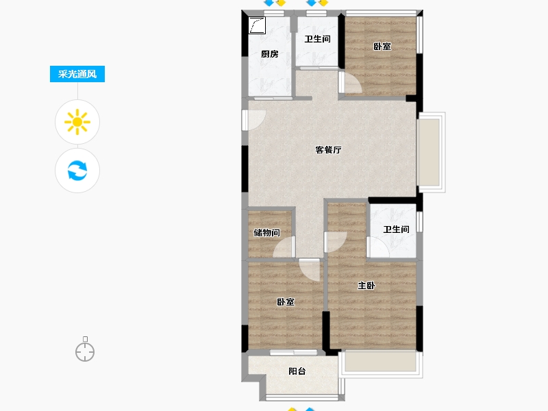 浙江省-宁波市-华鸿大发国琨府-78.34-户型库-采光通风