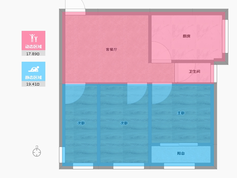 新疆维吾尔自治区-乌鲁木齐市-北七巷粮食局家属院-80.00-户型库-动静分区