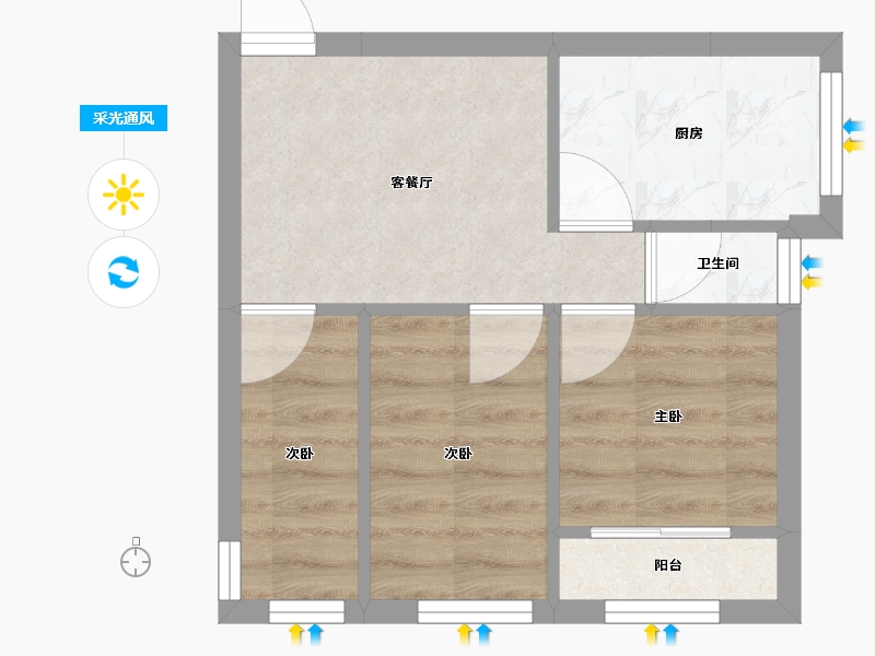 新疆维吾尔自治区-乌鲁木齐市-北七巷粮食局家属院-80.00-户型库-采光通风