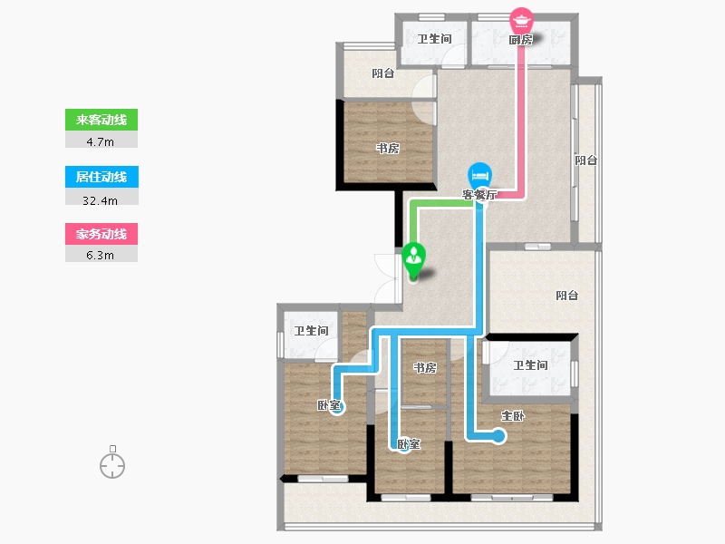 浙江省-杭州市-滨湖天地-135.20-户型库-动静线