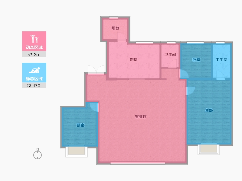 黑龙江省-哈尔滨市-江御府-133.68-户型库-动静分区