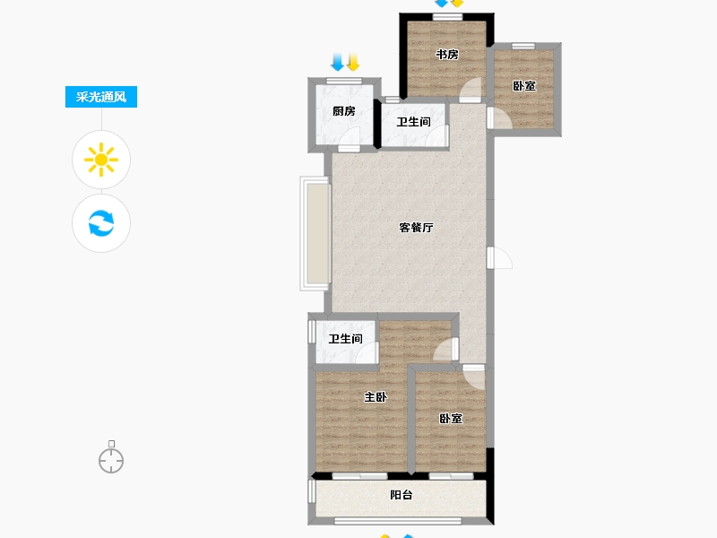 浙江省-杭州市-融悦天辰府-96.00-户型库-采光通风