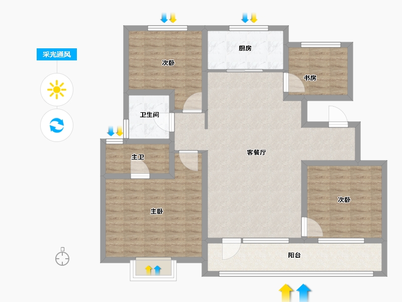 山东省-泰安市-圣源·国郡-112.01-户型库-采光通风