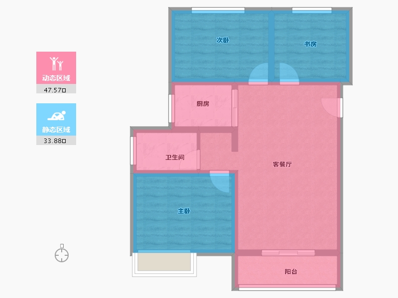 河南省-洛阳市-绿都中梁河风雅叙-72.22-户型库-动静分区