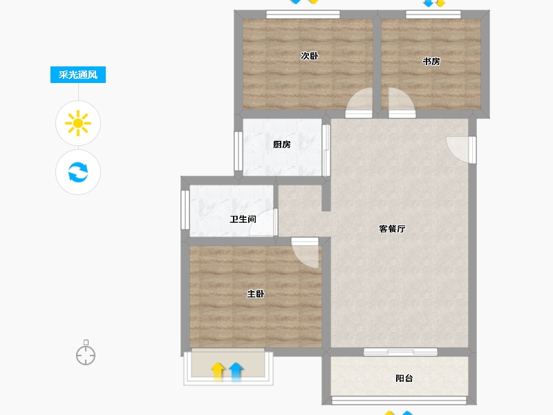 河南省-洛阳市-绿都中梁河风雅叙-72.22-户型库-采光通风