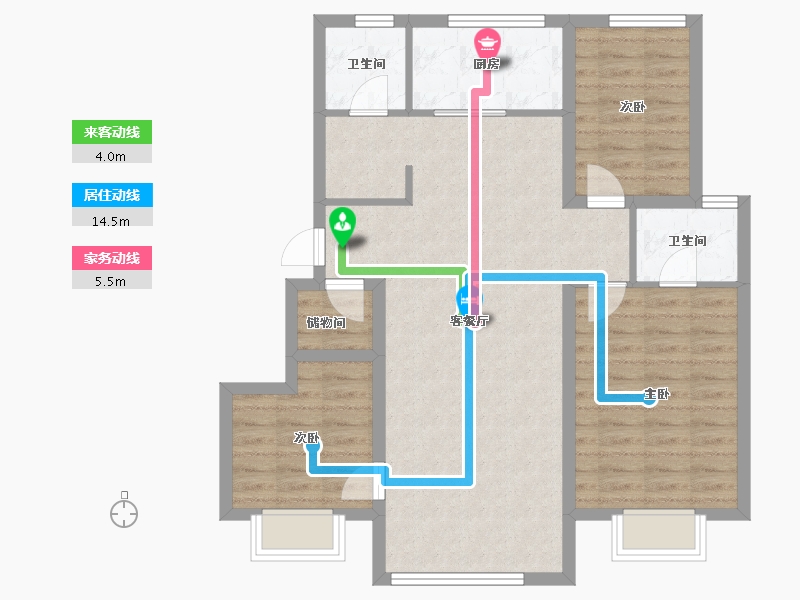 天津-天津市-嘉泰翰林学府-88.44-户型库-动静线