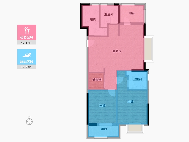 浙江省-宁波市-荣安观棠晴雨府-71.20-户型库-动静分区