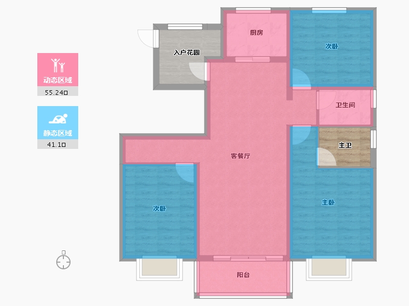 山东省-泰安市-嘉业中央公园-95.68-户型库-动静分区