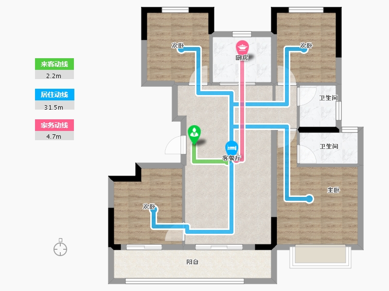 浙江省-宁波市-建发·春江悦-95.20-户型库-动静线