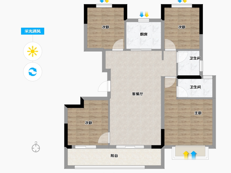 浙江省-宁波市-建发·春江悦-95.20-户型库-采光通风