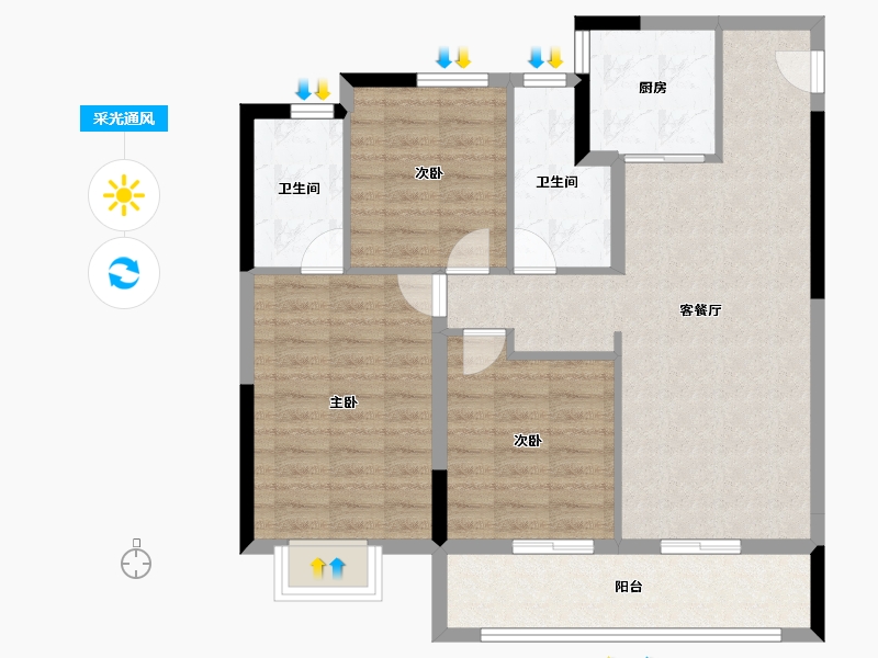 浙江省-宁波市-建发·春江悦-88.00-户型库-采光通风