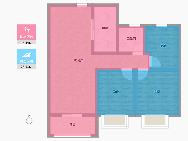 山东省-泰安市-嘉业中央公园-65.07-户型库-动静分区