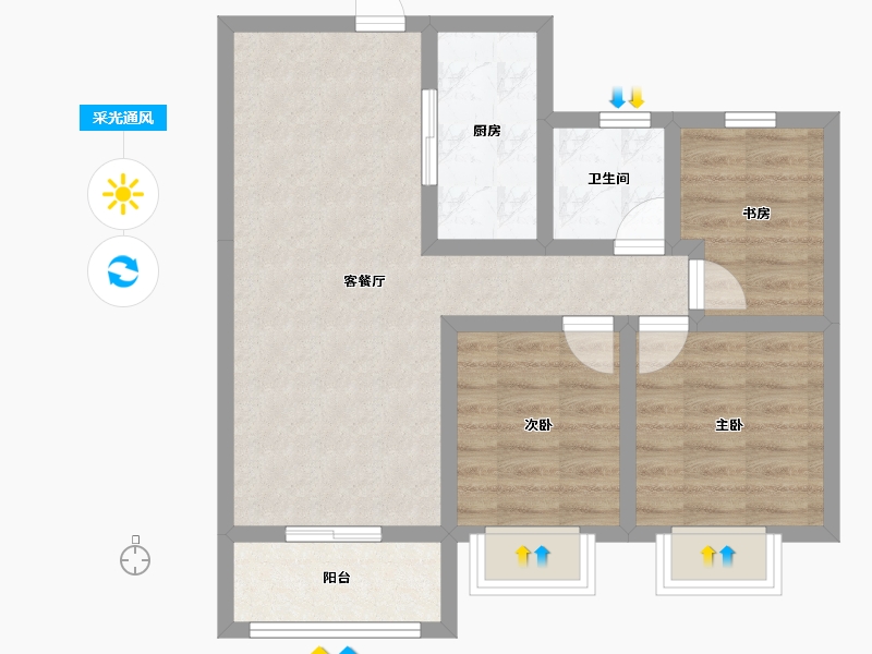 山东省-泰安市-嘉业中央公园-65.07-户型库-采光通风