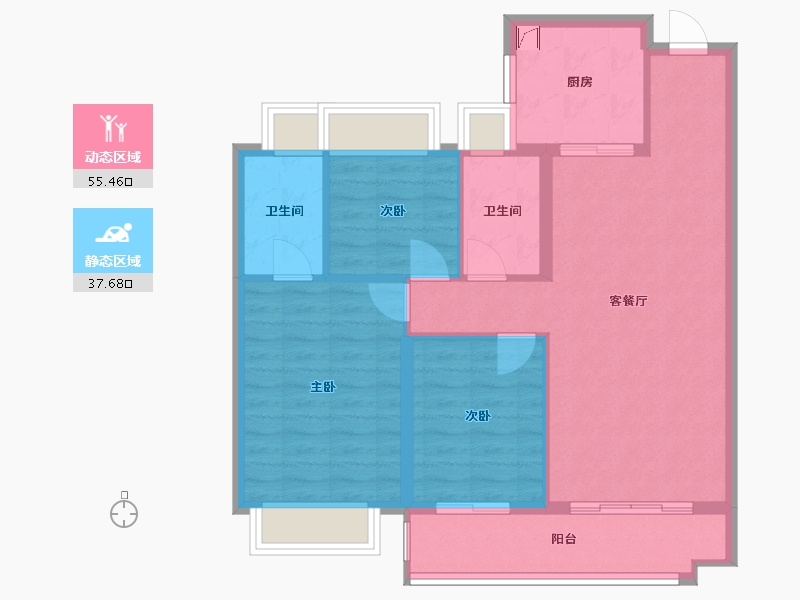 湖北省-武汉市-武汉雅居乐花园.-84.00-户型库-动静分区