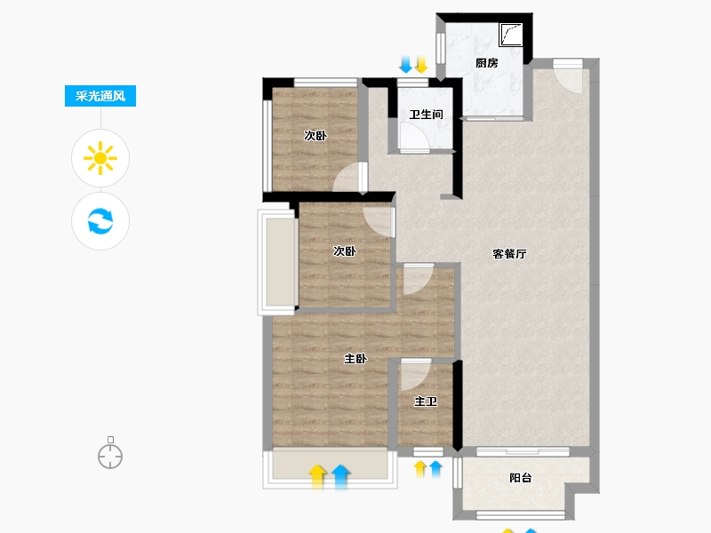 广东省-惠州市-新城香悦澜山-80.98-户型库-采光通风