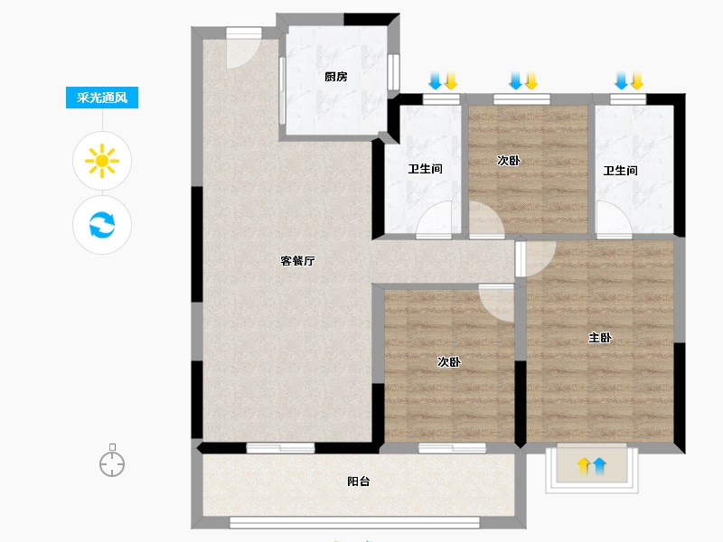 浙江省-宁波市-建发·春江悦-83.20-户型库-采光通风