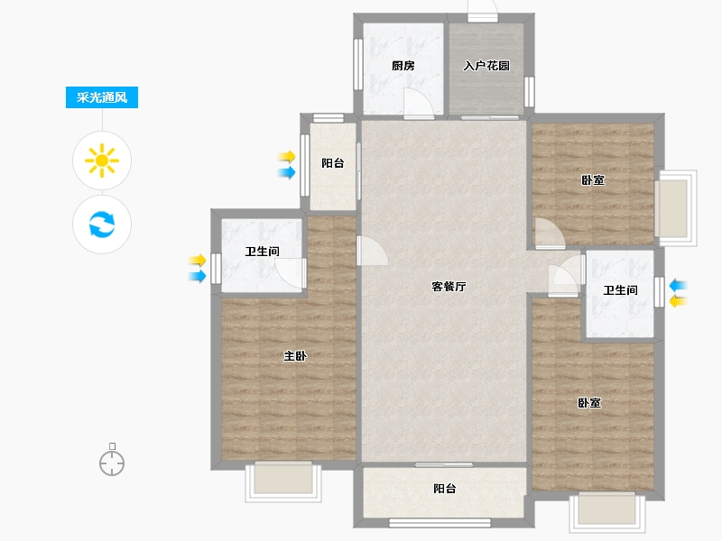 湖南省-株洲市-都市雅苑-100.00-户型库-采光通风