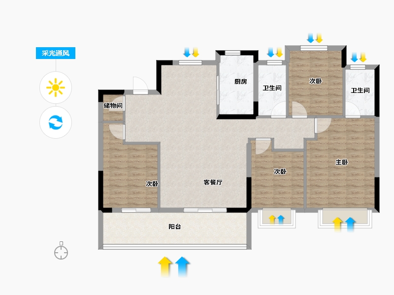 浙江省-宁波市-建发·春江悦-117.60-户型库-采光通风