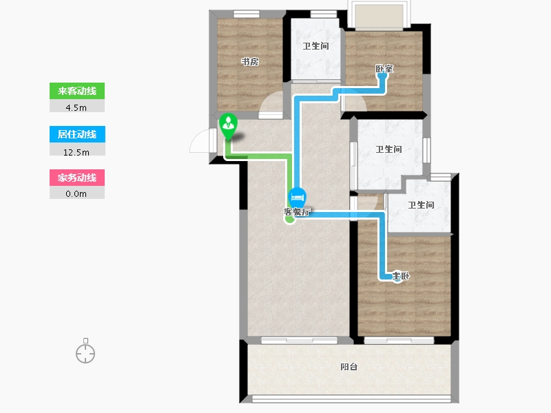 浙江省-杭州市-滨湖天地-74.40-户型库-动静线