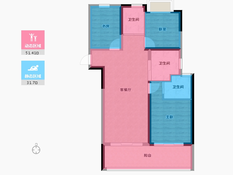 浙江省-杭州市-滨湖天地-74.40-户型库-动静分区