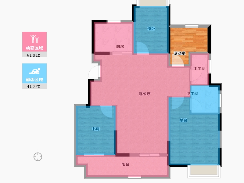 浙江省-宁波市-美的台景美云台府-99.60-户型库-动静分区