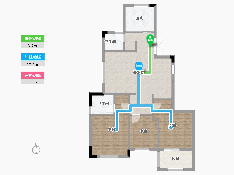 浙江省-宁波市-河姆景苑二期-86.40-户型库-动静线