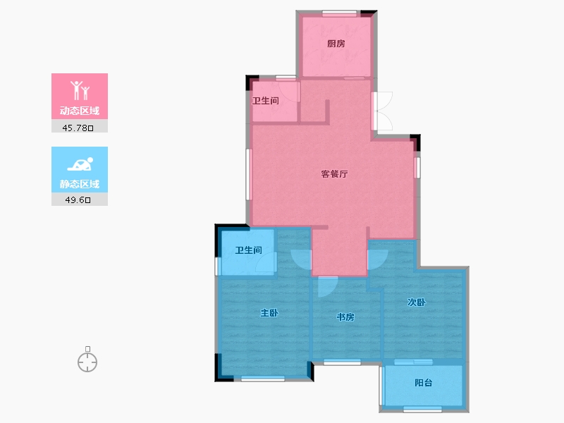 浙江省-宁波市-河姆景苑二期-86.40-户型库-动静分区