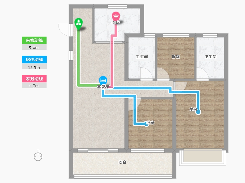 浙江省-杭州市-西房良语云缦-80.80-户型库-动静线