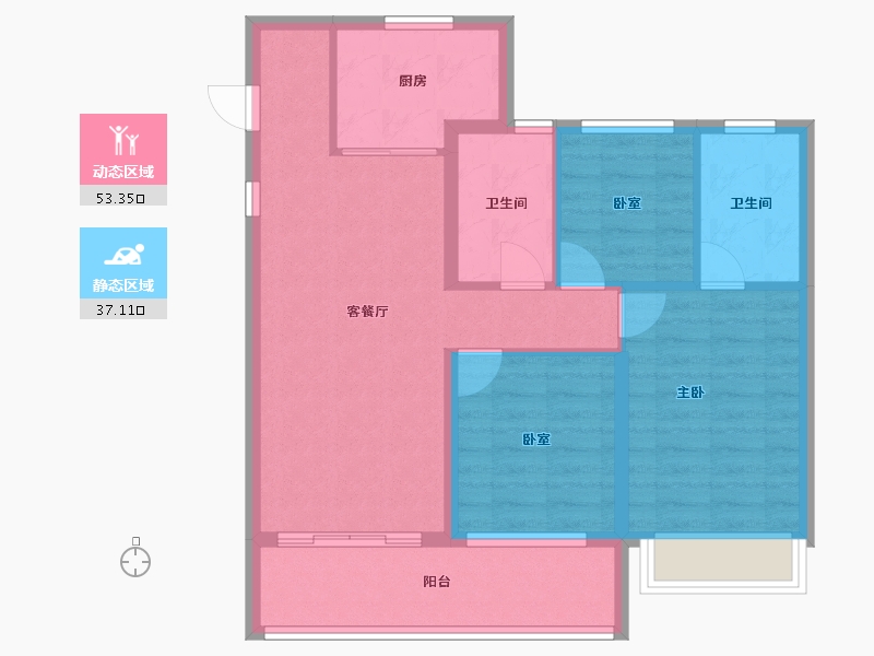 浙江省-杭州市-西房良语云缦-80.80-户型库-动静分区